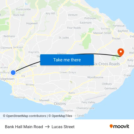 Bank Hall Main Road to Lucas Street map