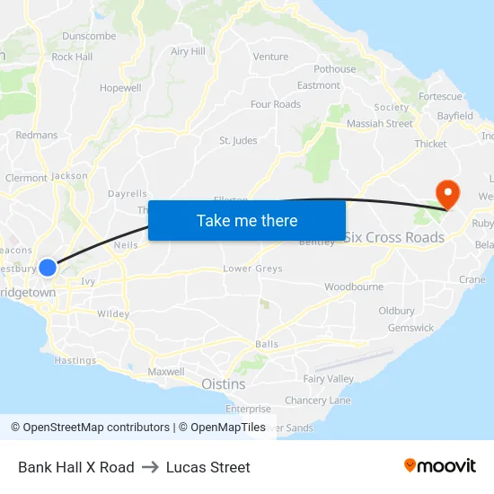 Bank Hall X Road to Lucas Street map