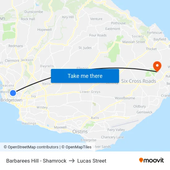 Barbarees Hill - Shamrock to Lucas Street map