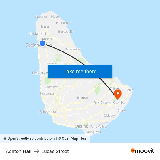 Ashton Hall to Lucas Street map