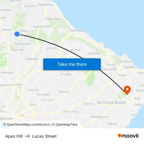 Apes Hill to Lucas Street map
