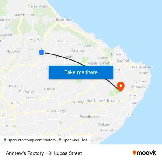 Andrew's Factory to Lucas Street map