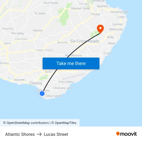 Atlantic Shores to Lucas Street map
