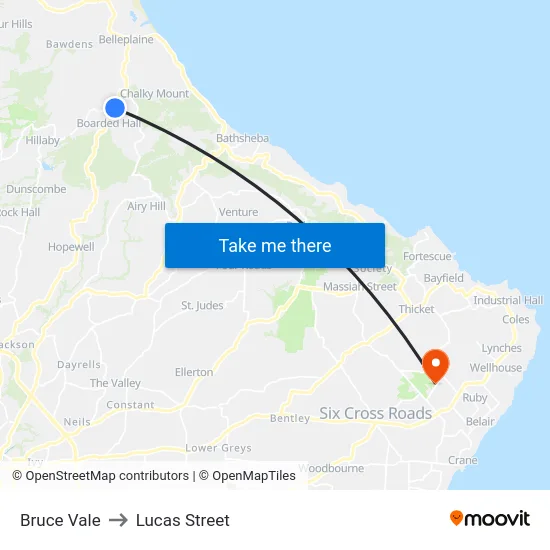 Bruce Vale to Lucas Street map