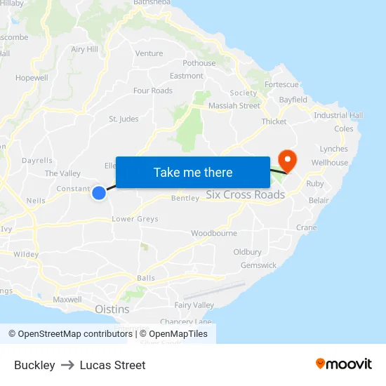 Buckley to Lucas Street map