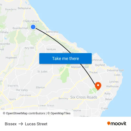 Bissex to Lucas Street map
