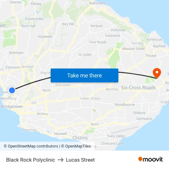 Black Rock Polyclinic to Lucas Street map