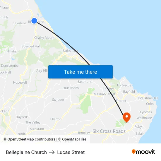 Belleplaine Church to Lucas Street map