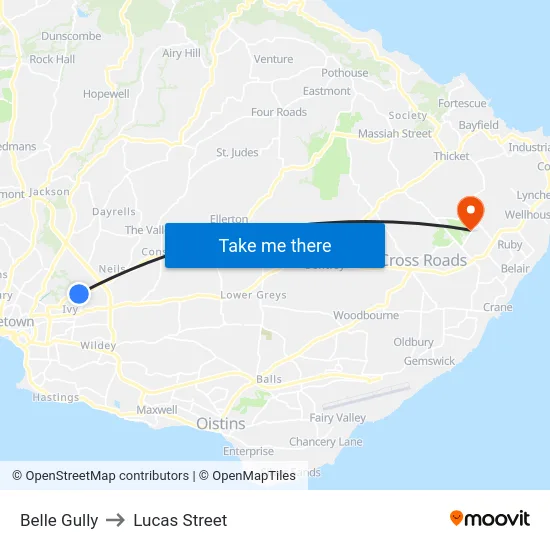 Belle Gully to Lucas Street map