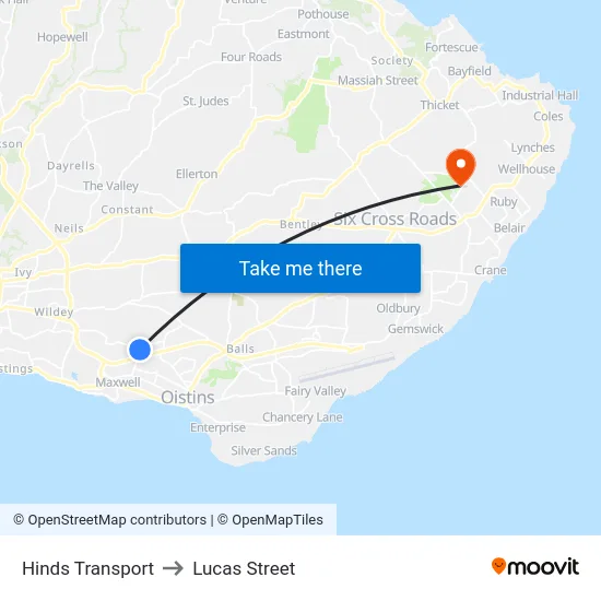 Hinds Transport to Lucas Street map