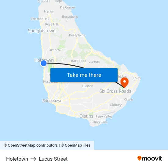 Holetown to Lucas Street map