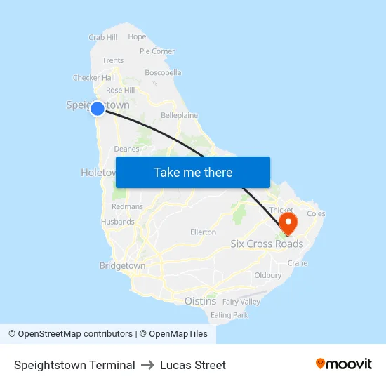 Speightstown Terminal to Lucas Street map