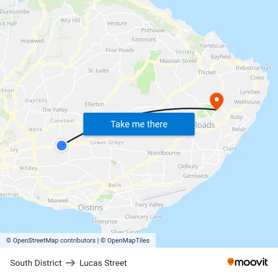 South District to Lucas Street map
