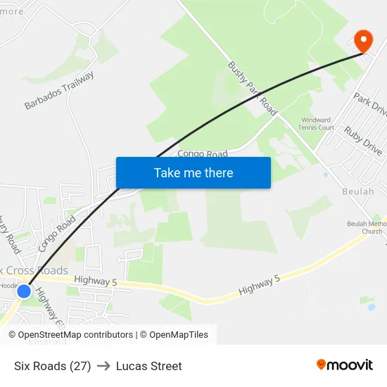 Six Roads (27) to Lucas Street map