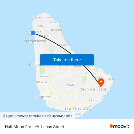 Half Moon Fort to Lucas Street map