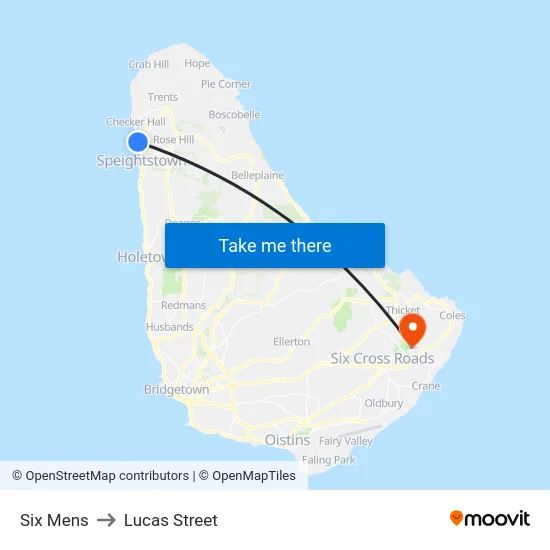 Six Mens to Lucas Street map