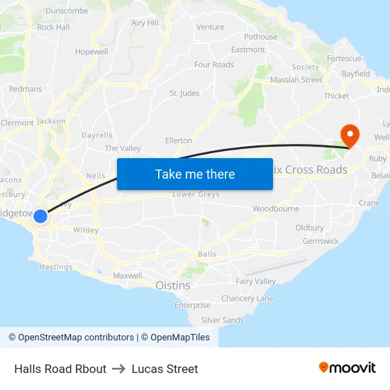 Halls Road Rbout to Lucas Street map