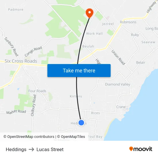 Heddings to Lucas Street map