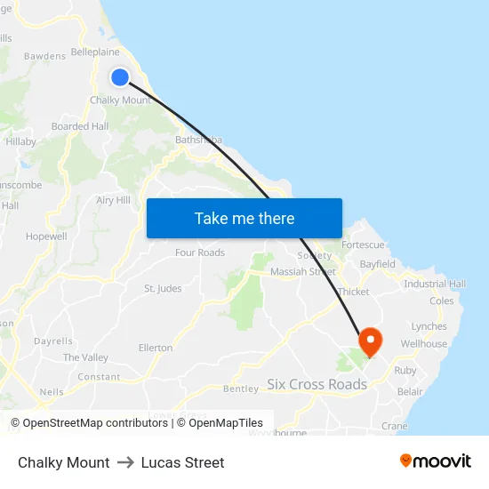 Chalky Mount to Lucas Street map