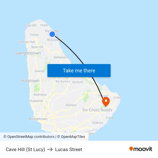 Cave Hill (St Lucy) to Lucas Street map