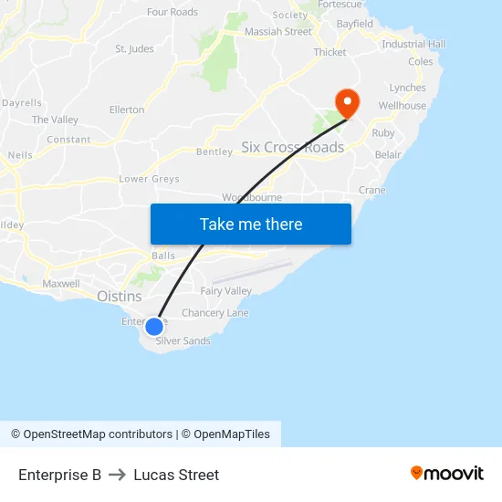Enterprise B to Lucas Street map