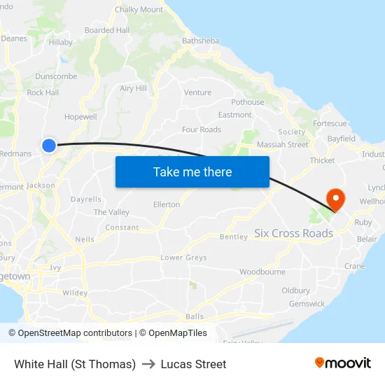 White Hall (St Thomas) to Lucas Street map