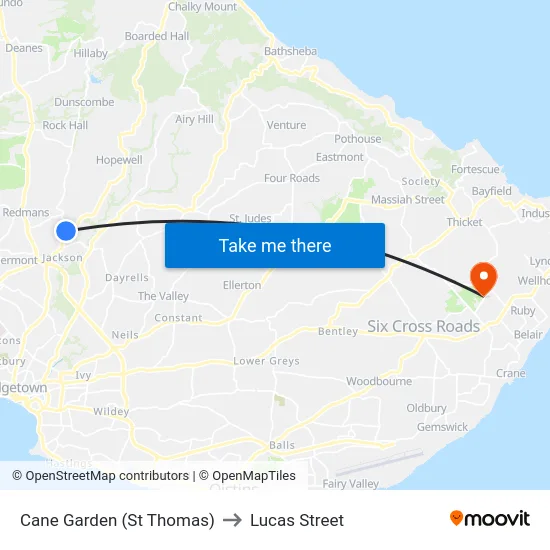 Cane Garden (St Thomas) to Lucas Street map