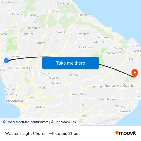 Western Light Church to Lucas Street map