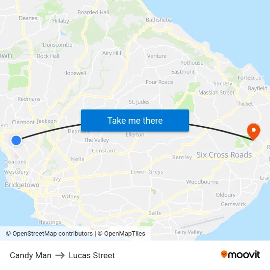 Candy Man to Lucas Street map