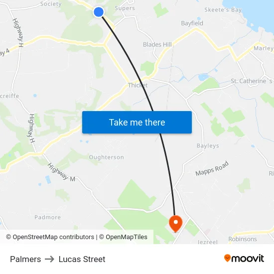 Palmers to Lucas Street map