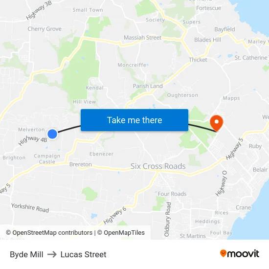 Byde Mill to Lucas Street map