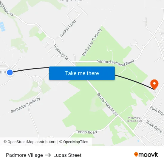 Padmore Village to Lucas Street map