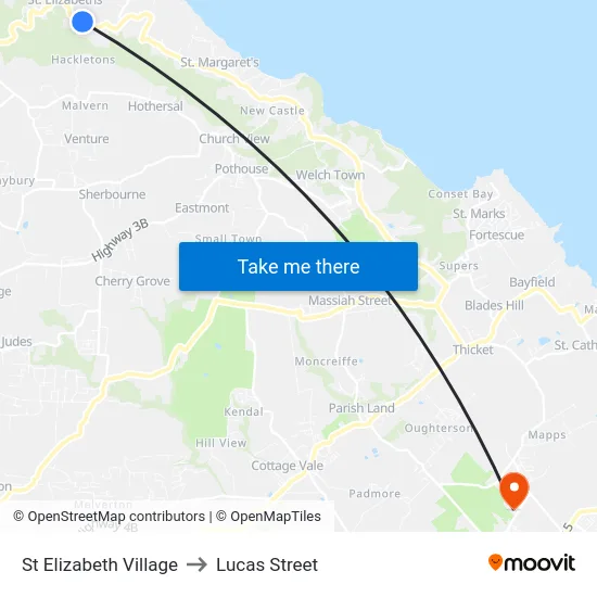 St Elizabeth Village to Lucas Street map