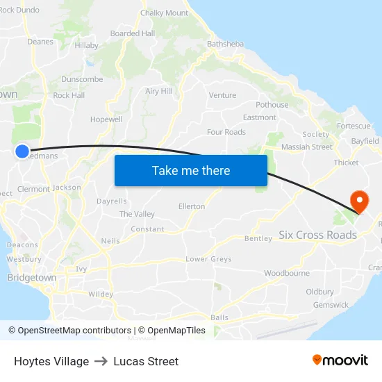 Hoytes Village to Lucas Street map