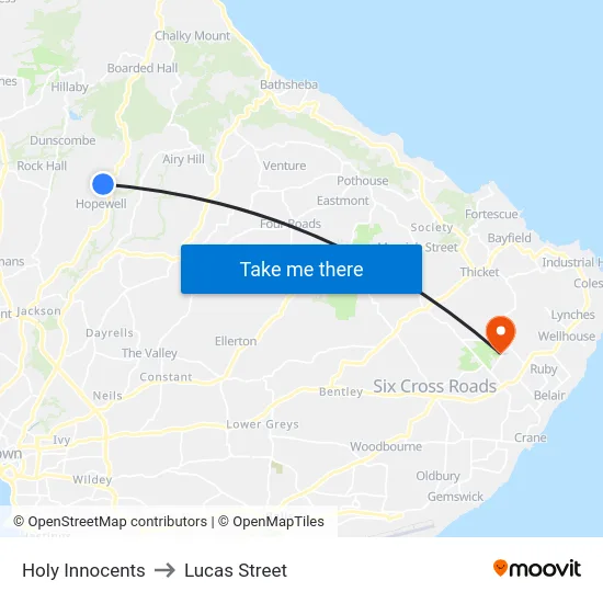 Holy Innocents to Lucas Street map