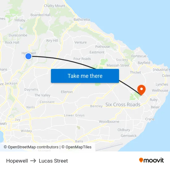 Hopewell to Lucas Street map