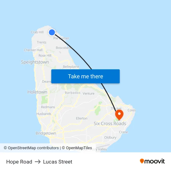 Hope Road to Lucas Street map