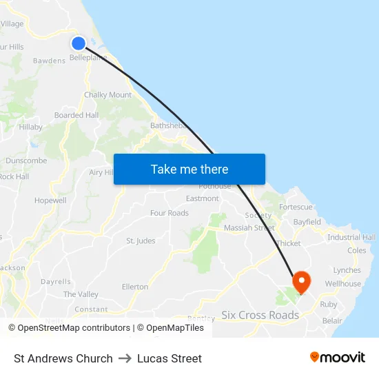 St Andrews Church to Lucas Street map