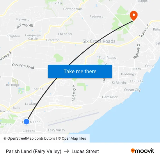 Parish Land (Fairy Valley) to Lucas Street map