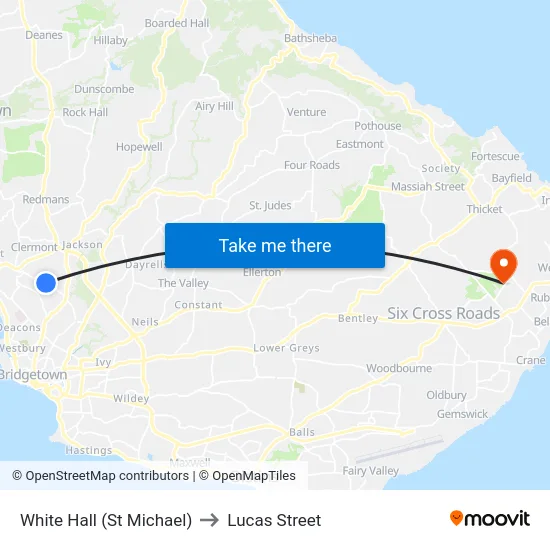 White Hall (St Michael) to Lucas Street map