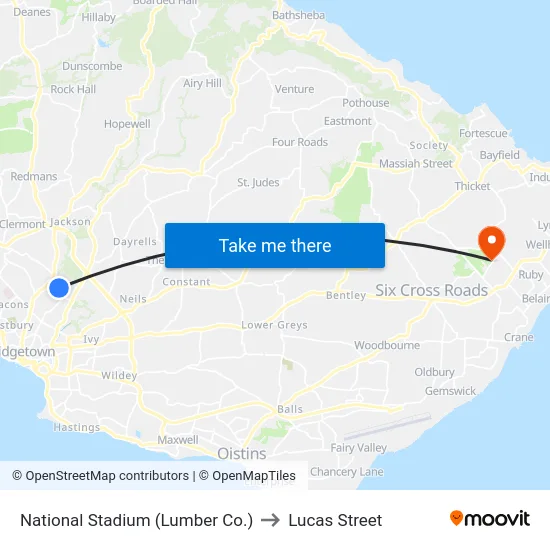 National Stadium (Lumber Co.) to Lucas Street map