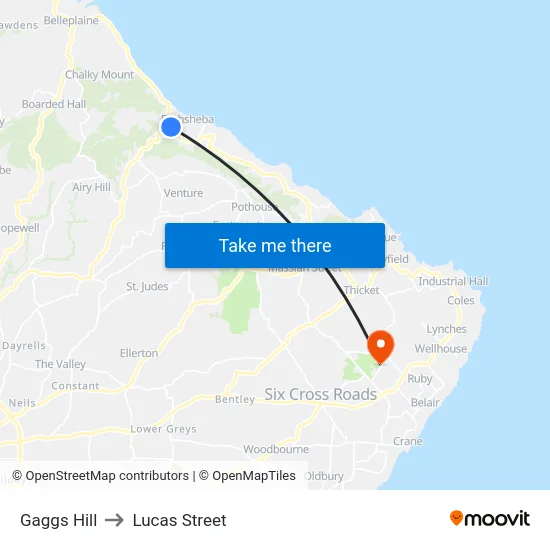 Gaggs Hill to Lucas Street map