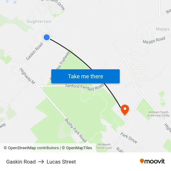 Gaskin Road to Lucas Street map