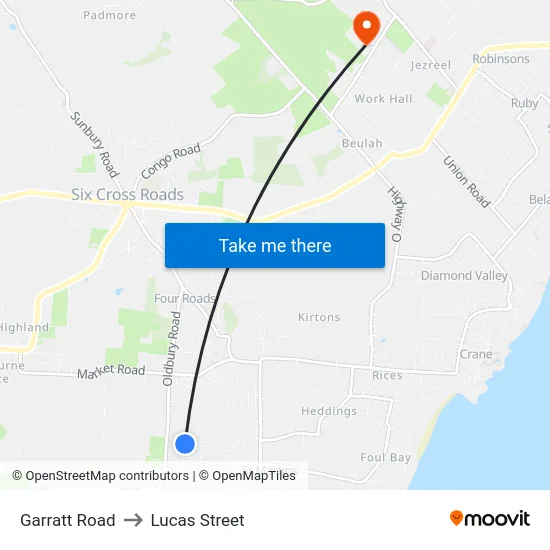Garratt Road to Lucas Street map
