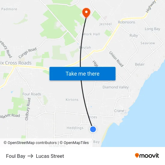Foul Bay to Lucas Street map
