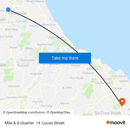 Mile & A-Quarter to Lucas Street map