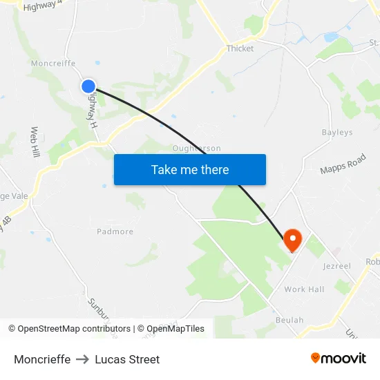Moncrieffe to Lucas Street map