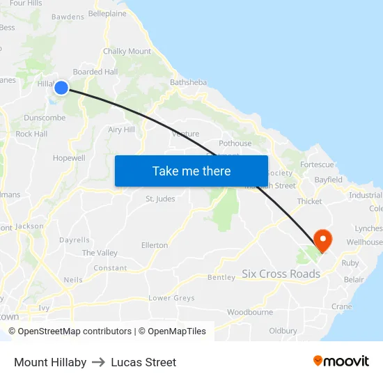 Mount Hillaby to Lucas Street map