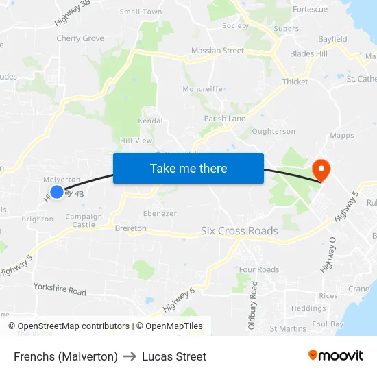 Frenchs (Malverton) to Lucas Street map