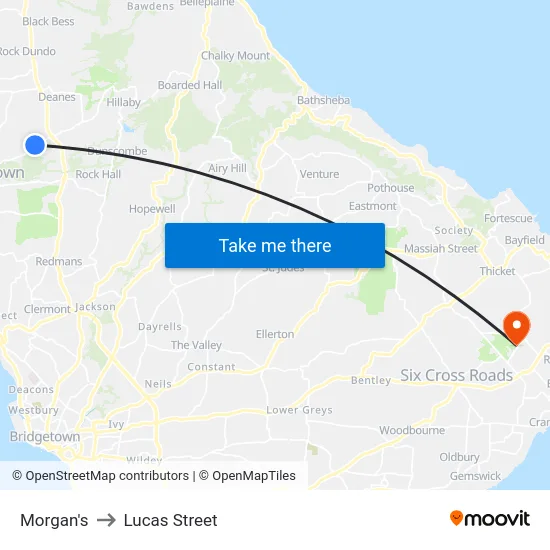 Morgan's to Lucas Street map